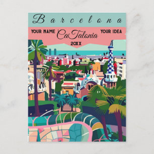 Barceloma Travel Postcard Art,catalonia Travel Art