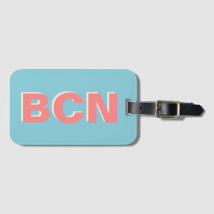 Barcelona Airport Shadow Modern Monogram Initial Luggage Tag