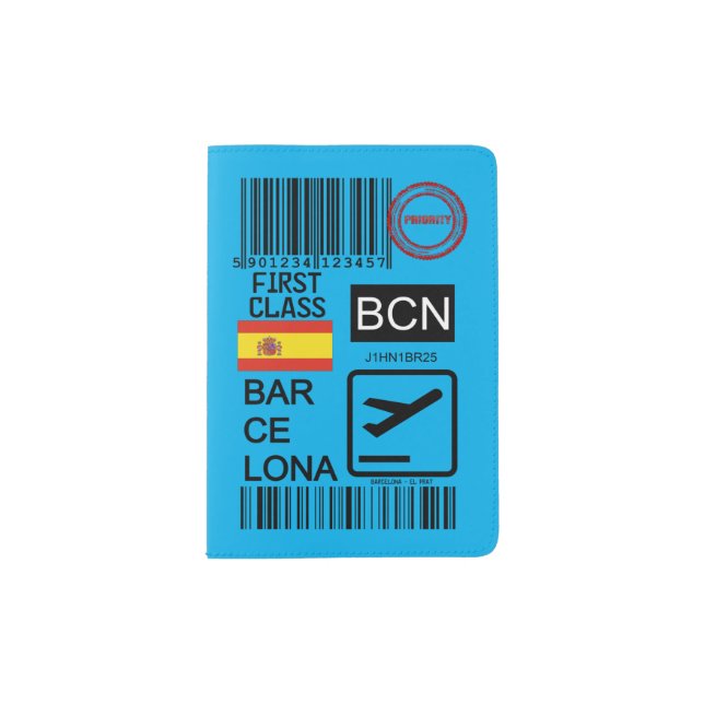  Barcelona airport travel tag Passport Holder (Front)