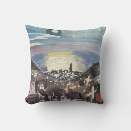 Barcelona at Night by Walter Gramatte Throw Pillow