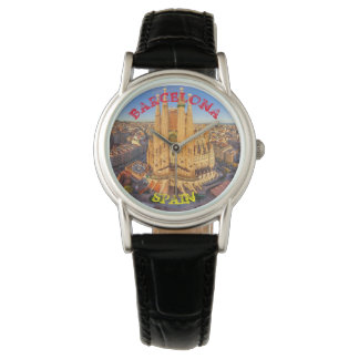 Barcelona Black Leather Watch