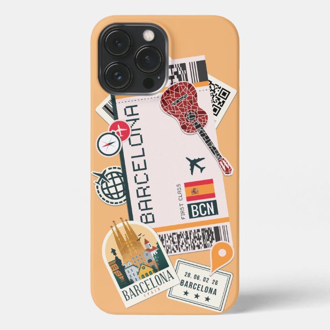 Barcelona Boarding Pass iPhone Case (Back)