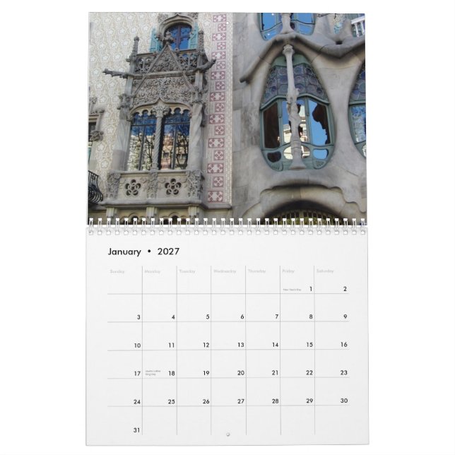 Barcelona Calendar (Jan 2027)