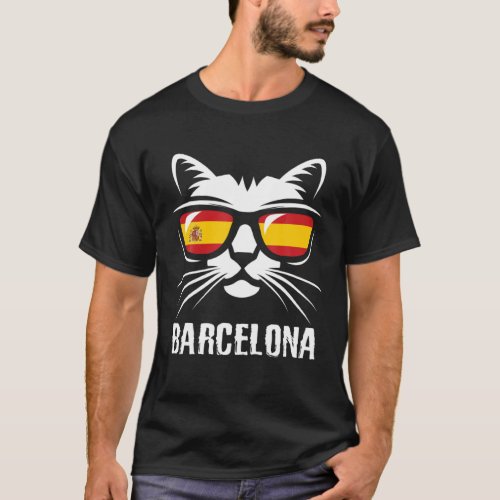 Barcelona Cat Spanish Flag T_Shirt