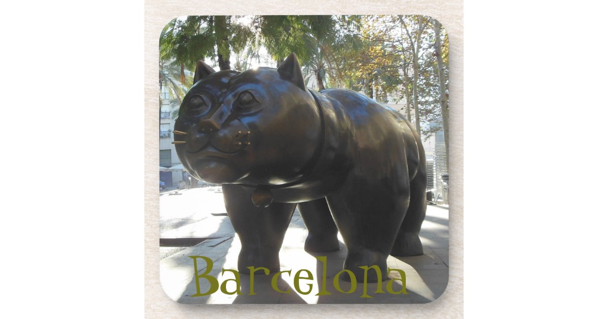 Barcelona Cat Statue On Las Ramblas Drink Coaster Zazzle Com