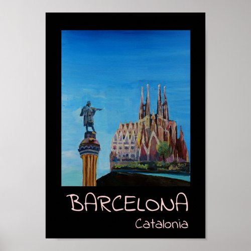 Barcelona Catalonia Sagrada Familia Retro Poster