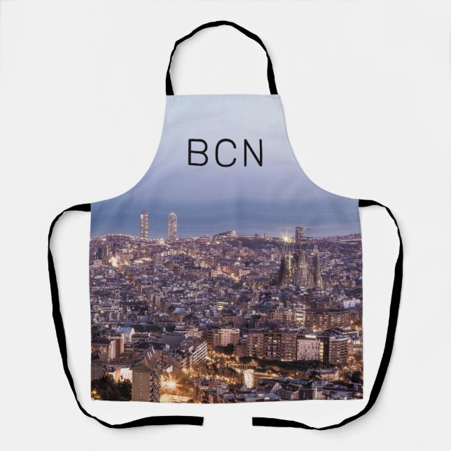Barcelona Catalonia Sunset Skyline Spain Cityscape Apron (Front)