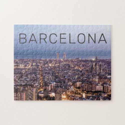 Barcelona Catalonia Sunset Skyline Spain Cityscape Jigsaw Puzzle