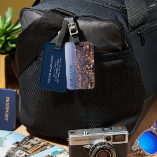 Barcelona Catalonia Sunset Skyline Spain Cityscape Luggage Tag