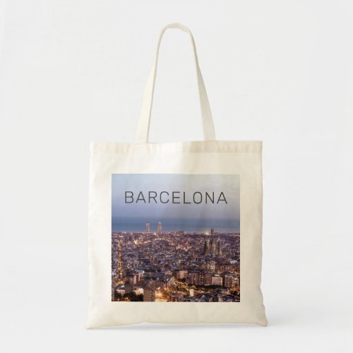 Barcelona Catalonia Sunset Skyline Spain Cityscape Tote Bag