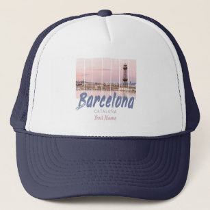 Barcelona Catalonia sunset Skyline Spain vintage Trucker Hat
