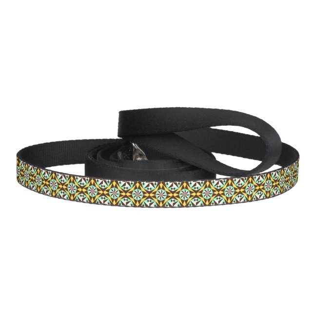 Barcelona cement tile in yellow brown blue white pet leash (Handle)