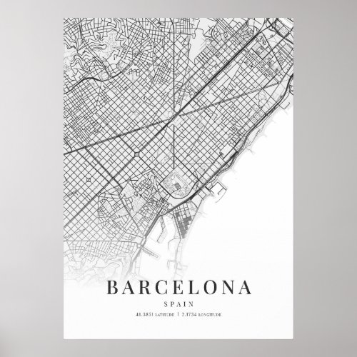 Barcelona City Map Poster