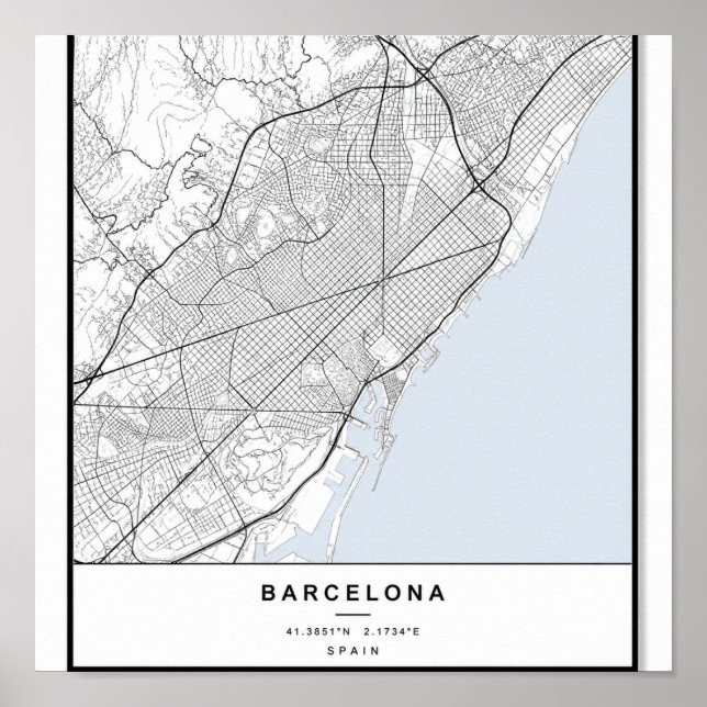 Barcelona City Map Poster | Minimalist Line Art  (Front)