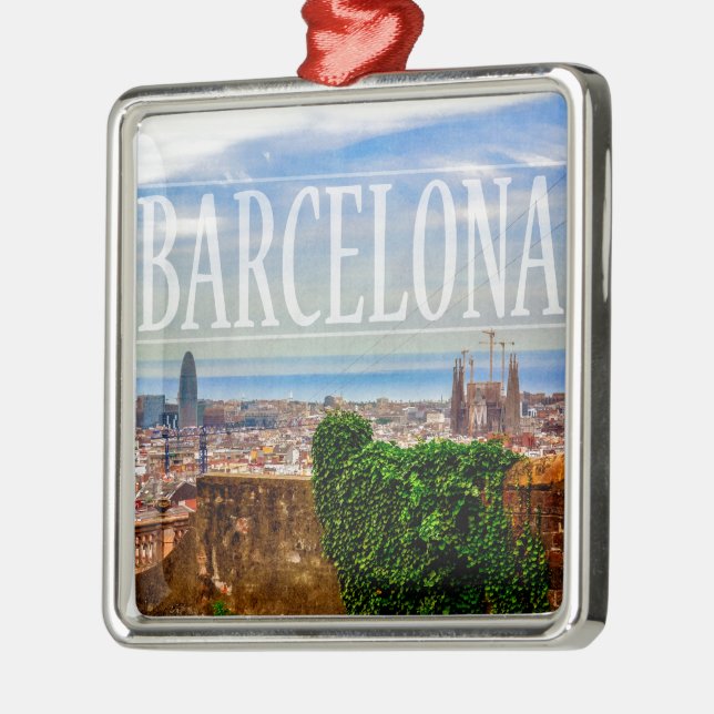 Barcelona city metal ornament (Left)