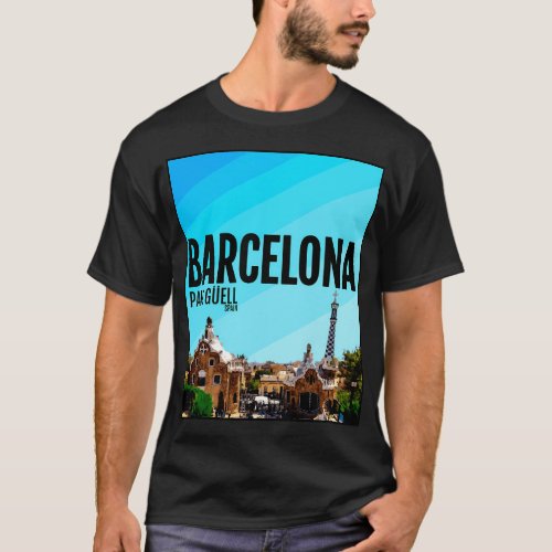 Barcelona City Spain Park Guell Barca T_Shirt