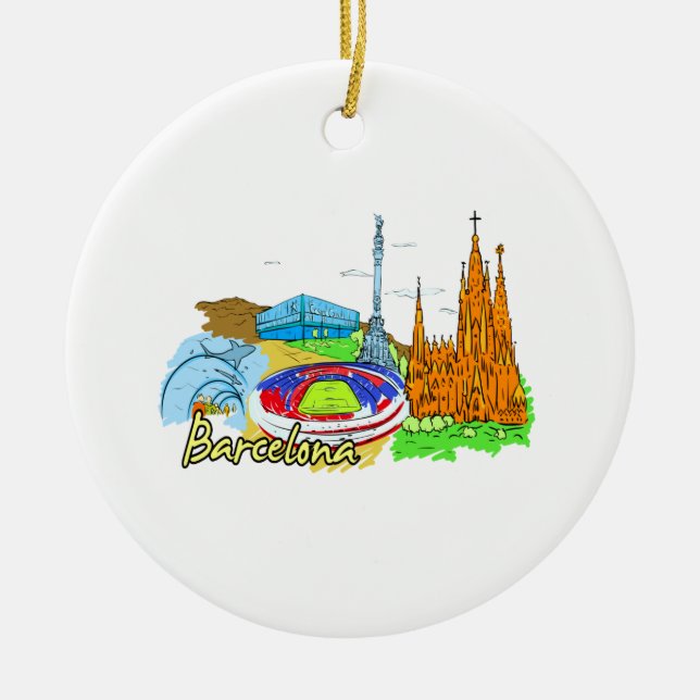 barcelona city travel image.png ceramic ornament (Front)