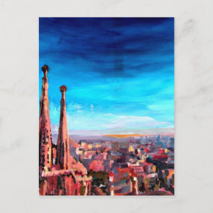 Barcelona City View And Sagrada Familia Postcard