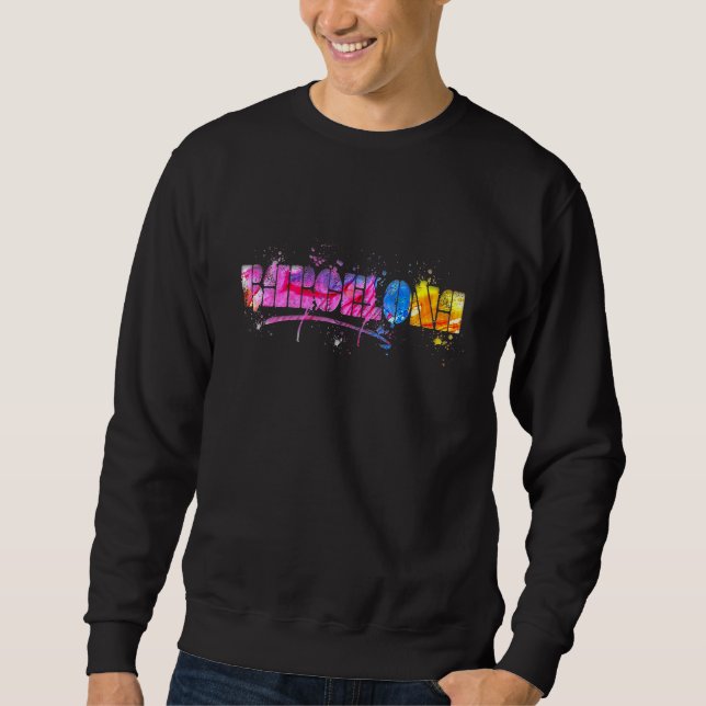 Barcelona Cityscape Souvenir  Barcelona Skyline Sweatshirt (Front)