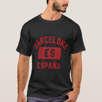 Barcelona Es Gym Style Distressed Red Print T-Shirt