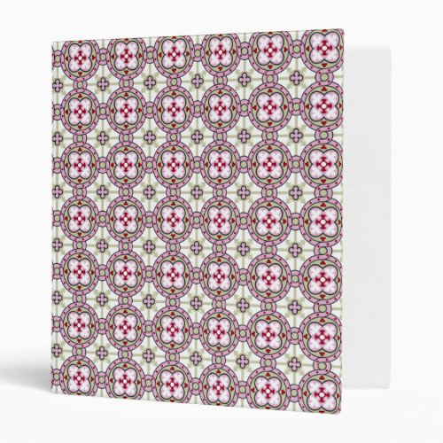 Barcelona flower Red Pink ribbons Geometric Art 3 Ring Binder