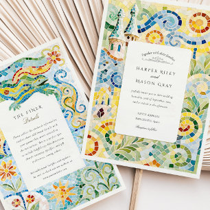 Barcelona Gaudí-Inspired Mosaic Wedding Invitation