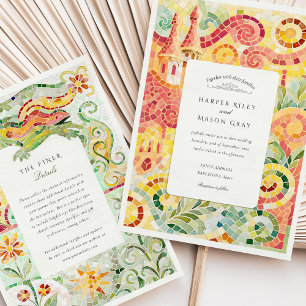Barcelona Gaudí-Inspired Mosaic Wedding Invitation