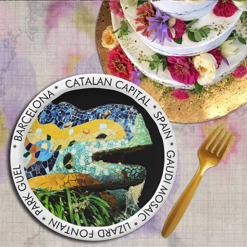 Barcelona Gaudi _ Lizard Spain party dinning Paper Plates