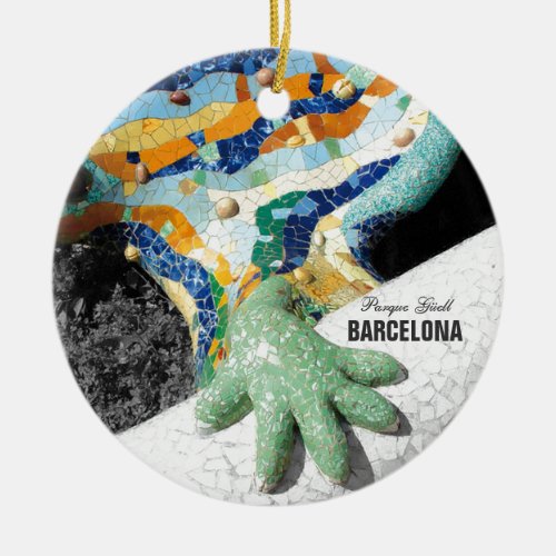 Barcelona Gaudi Park Guell Mosaics _ 2 sides Ceramic Ornament