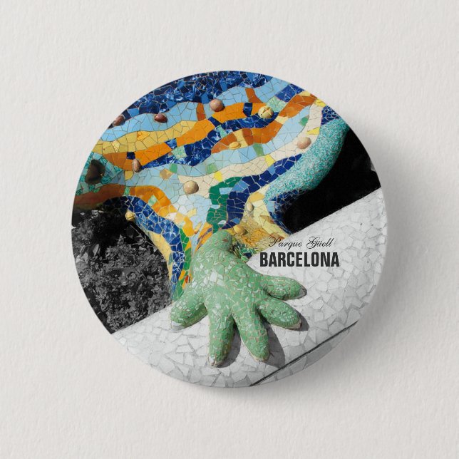 Barcelona Gaudi Park Guell Pinback Button (Front)