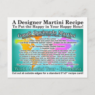 Barcelona Gaudi Queimada World Tour Martini Recipe Postcard