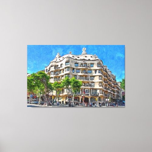 Barcelona Gaud View of the Casa Mila Canvas Print