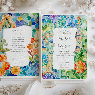 Barcelona Gaudí Watercolor Wedding Invitation