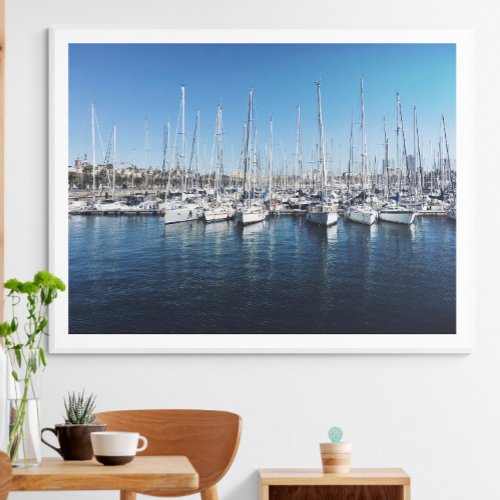 Barcelona Harbor Photography Poster 