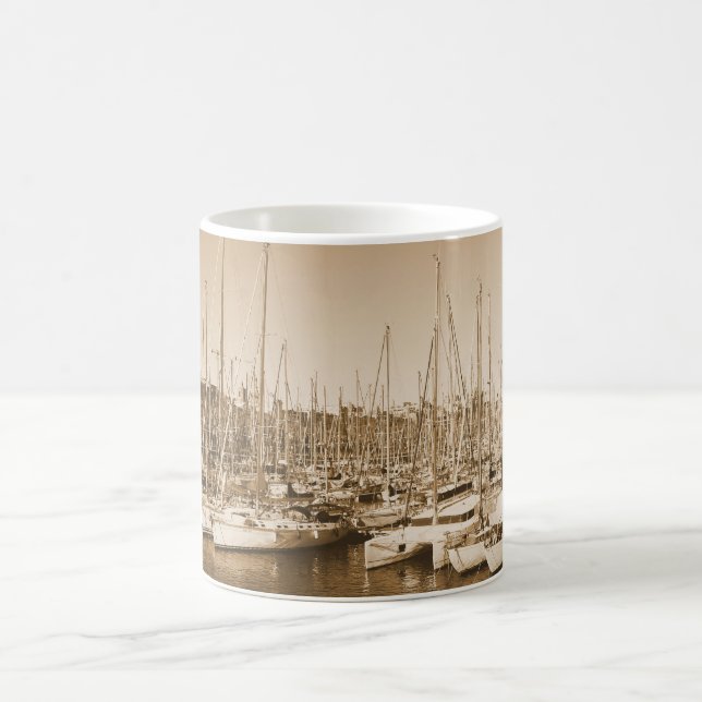 Barcelona Harbor - Sailboats - Mug (Center)