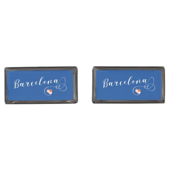 Barcelona Heart Flag Cufflinks (Front)
