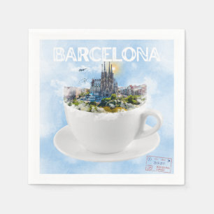 Barcelona in a Teacup – Sagrada Familia Skyline Napkins