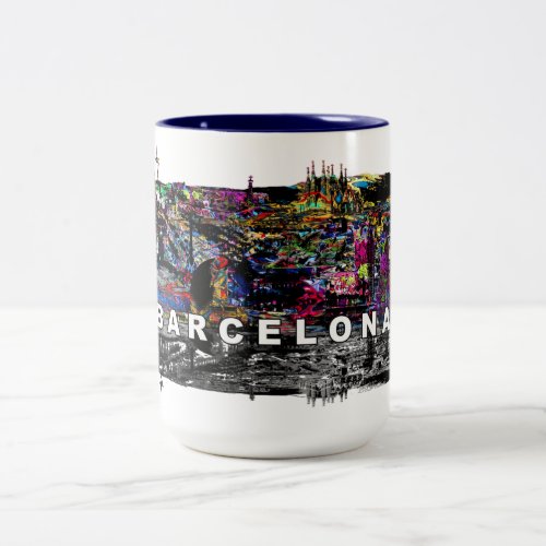 Barcelona in graffiti Two_Tone coffee mug