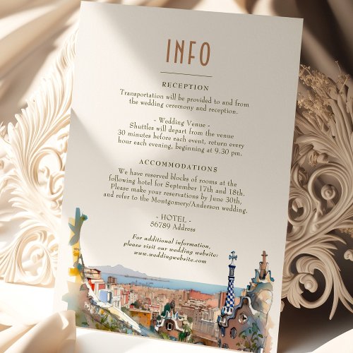 Barcelona Insert INFO Details Spain Wedding Invita Invitation