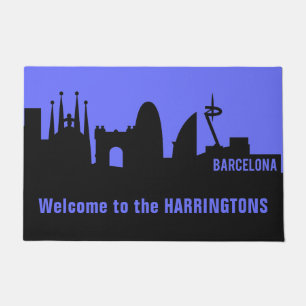Barcelona Landmarks custom text & color doormat