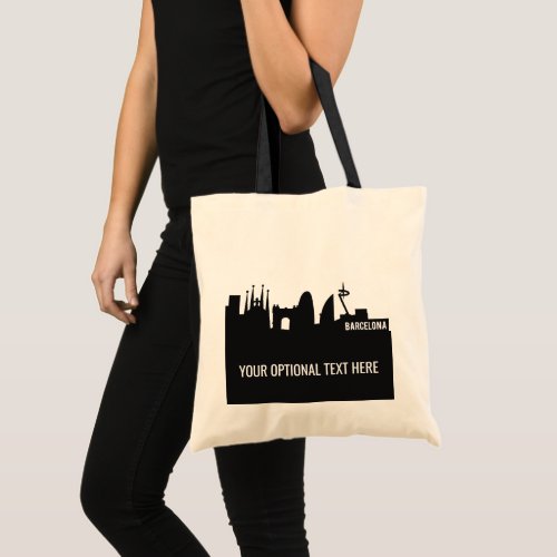 Barcelona Landmarks custom text tote bags