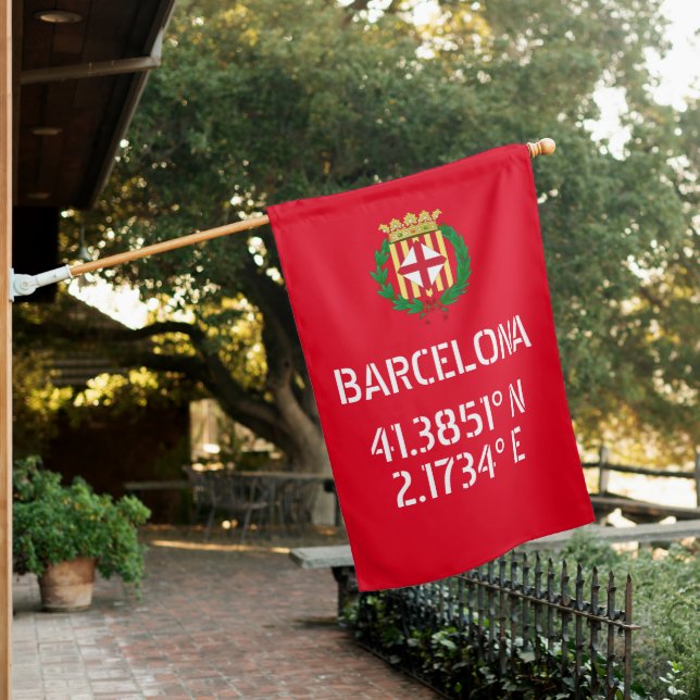 Barcelona Latitude Longitude Coat of Arms House Flag (In SItu)