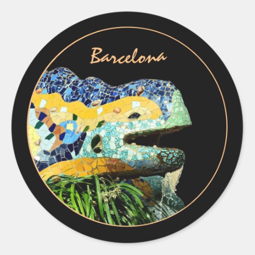 Barcelona Lizard  Park Guell Catalonia  Gaudi C Classic Round Sticker