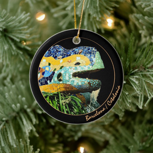 Barcelona Lizard, Park Guell, Catalonia / Gaudi Ceramic Ornament (Tree)