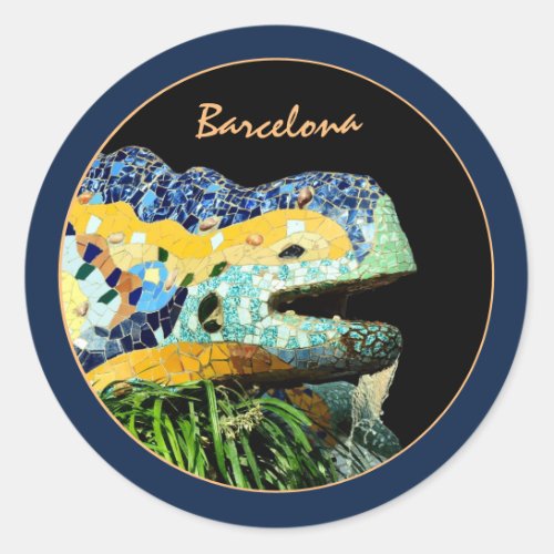Barcelona Lizard  Park Guell Catalonia  Gaudi Classic Round Sticker