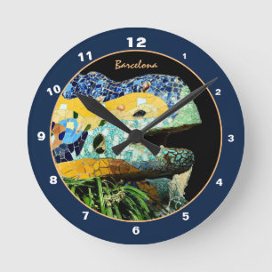 Barcelona Lizard & Park Guell, Catalonia / Gaudi Round Clock
