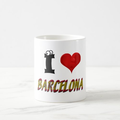 Barcelona Love Spain Heart Spanish Flag Typography Coffee Mug