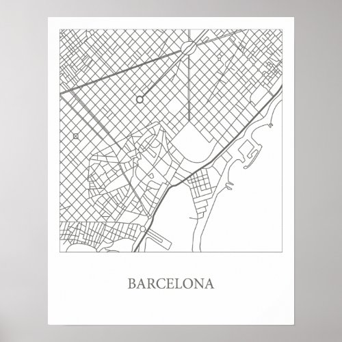 Barcelona Map Poster Barcelona Travel Poster