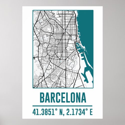 barcelona Minimalist city Map barcelona DIY city Poster