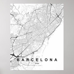 Barcelona Minimalist Map (Black & White) Poster